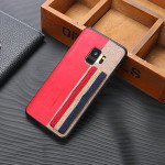 Wholesale Galaxy S9 Striped Hand Strap Grip Holder PU Leather Case (Red)